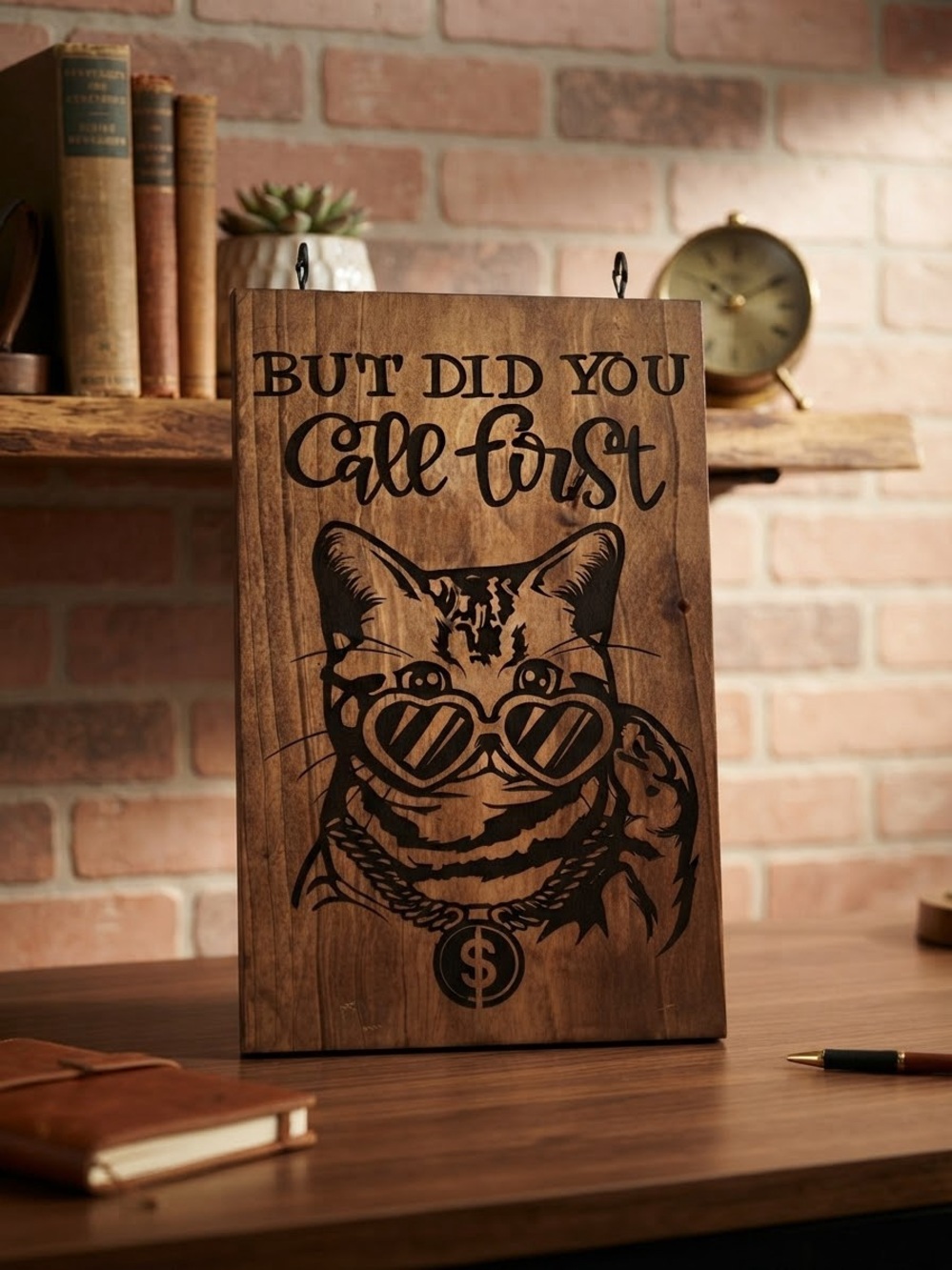 Reversible Two-Sided Wooden Hanging Plaque